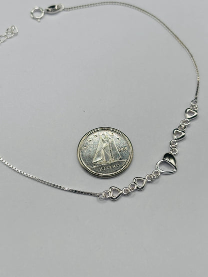 S925 Double Heart Anklet