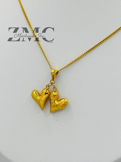 18K Gold Double Heart Necklace