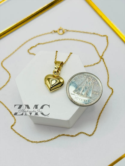 18K Gold Necklace with Heart Pendant (Chocker Adult/Kids)