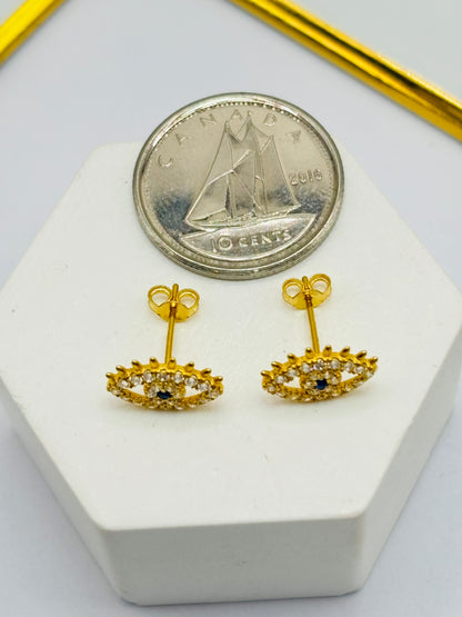 18K Gold Evil Eye Zircon Stone Earrings