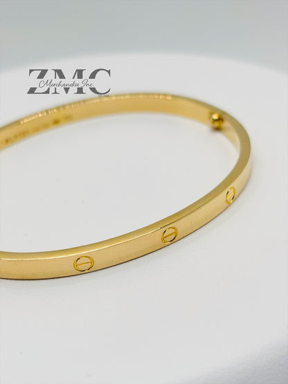 18K Gold Slim Screw Bangle