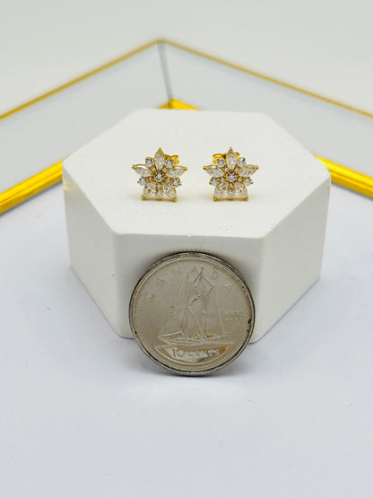 18K Gold Flower Moissanite Diamond Earrings