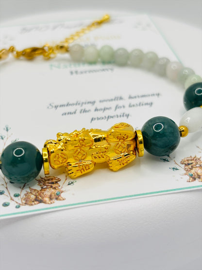 18K Gold Lucky Piyao/ Pi Xiu  Jade Bracelet Bracelet( Hollow Empty Inside) EXTRA LARGE PIYAO