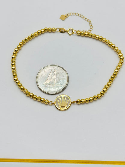 18K Gold Crown Bubble Bracelet