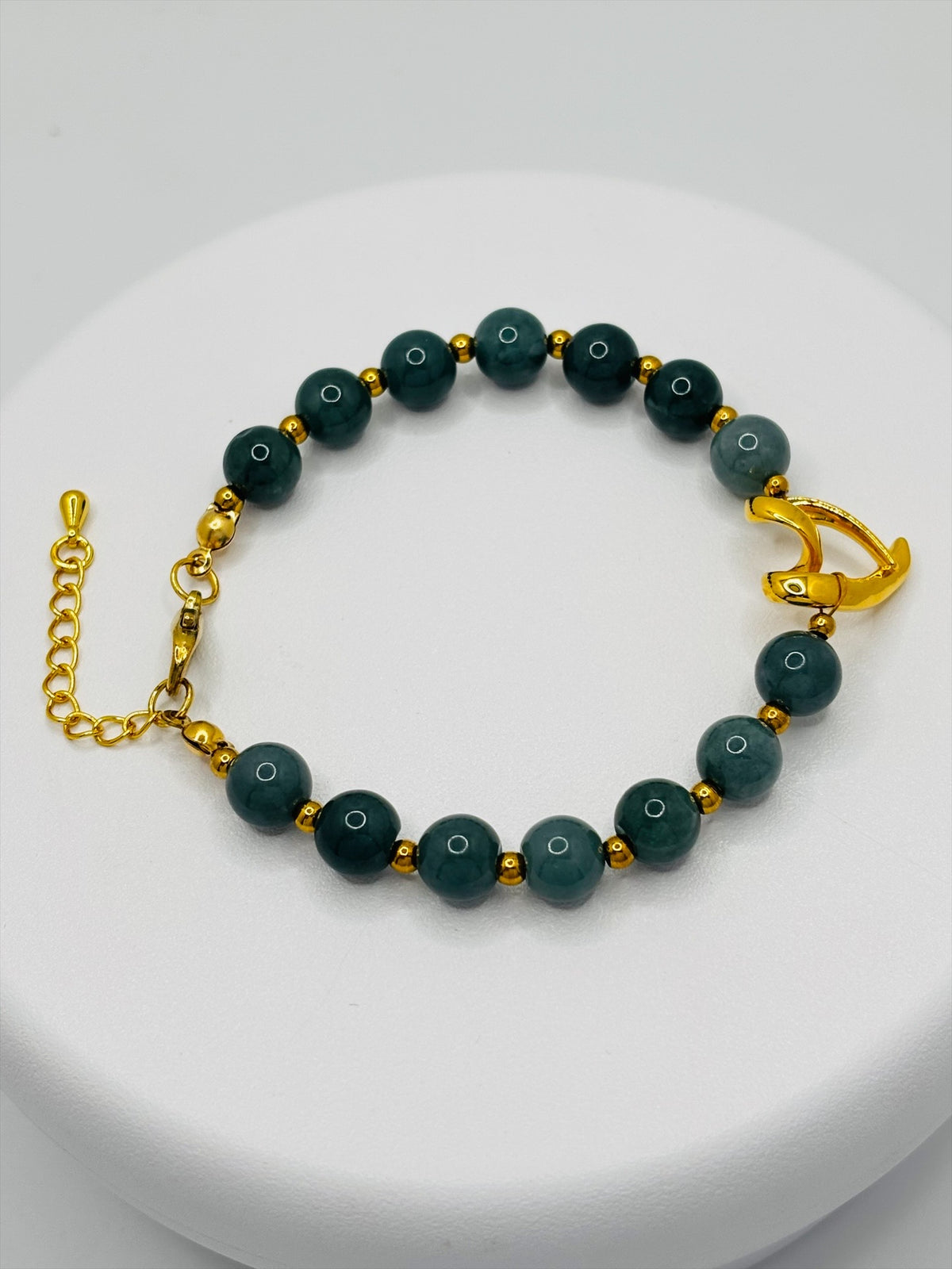 18K Gold Open Heart Jade Bracelet (Electroform Heart)
