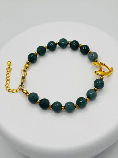 18K Gold Open Heart Jade Bracelet (Electroform Heart)