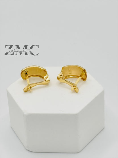 18K Gold Diamond Cut Clip Type Earrings