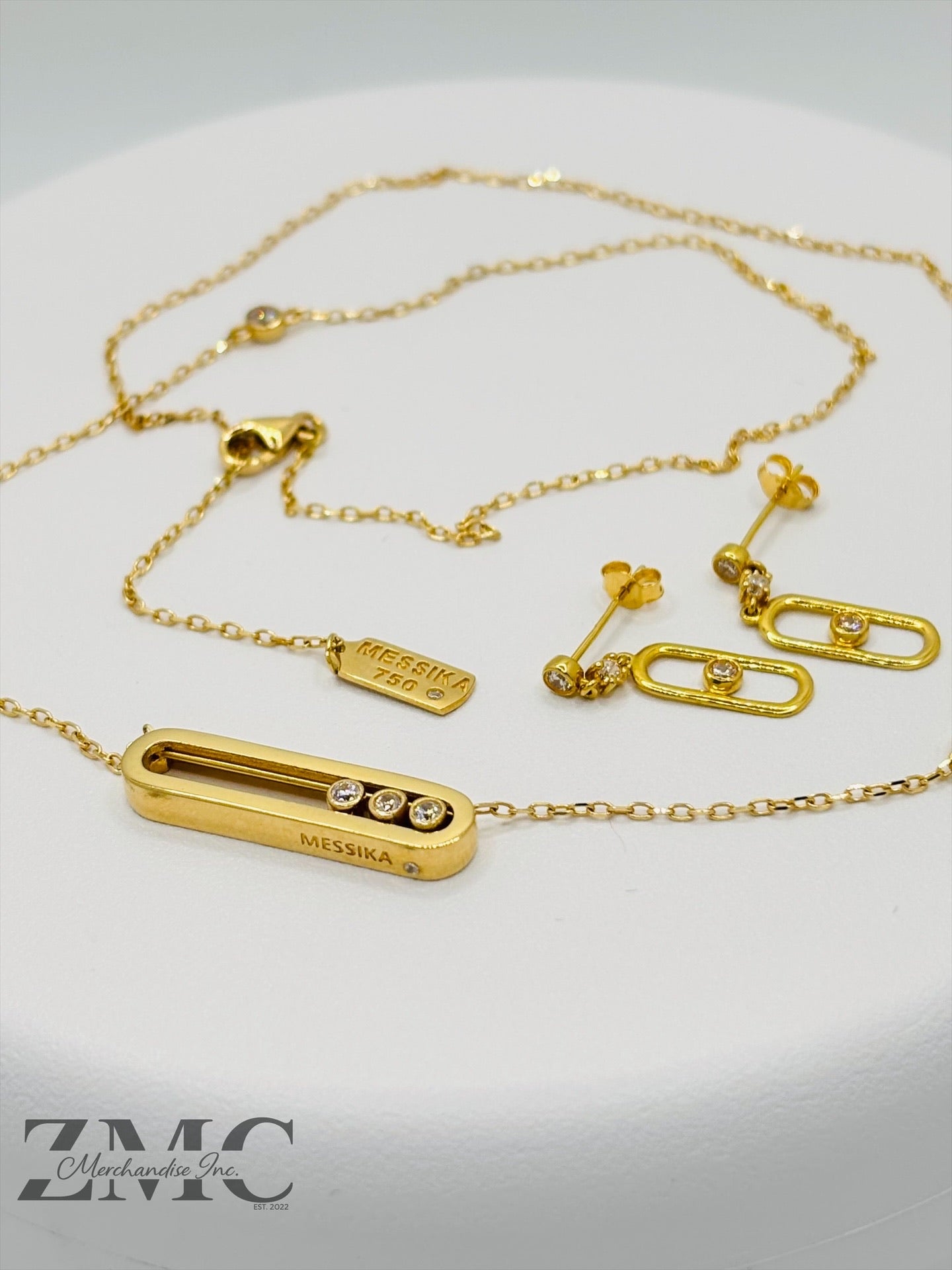 18K Gold Necklace and Earrings Set