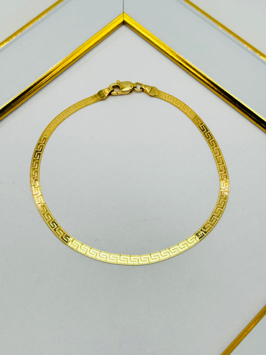 18K Gold F Flat Bracelet