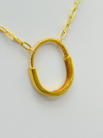 18K Gold Small Link Paperclip Interlock Necklace
