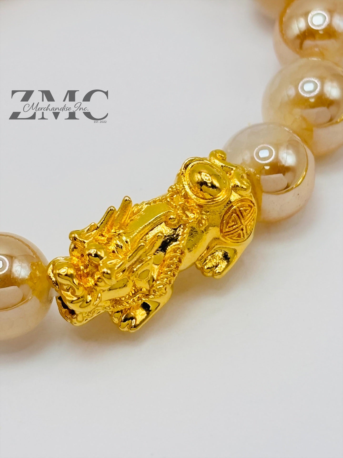 18K Gold Lucky Piyao/ Pi Xiu  Bracelet Sand Stone ( Hollow Empty Inside) Large
