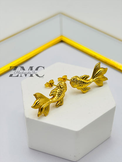 18K Gold Lucky Koi Fish Earrings
