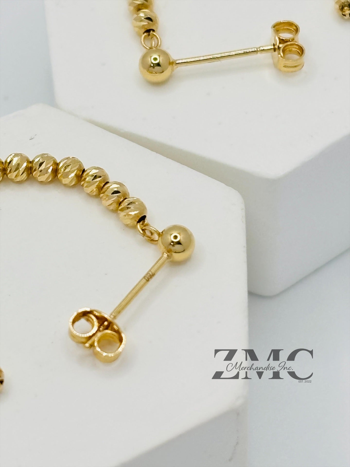 18K Gold Mirror Ball Dangling Earrings
