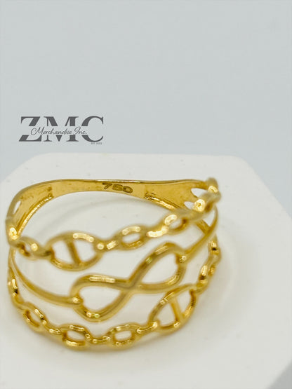 18K Gold G Layered  Ring