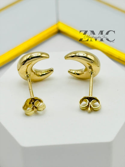 18K Gold Moon Earrings