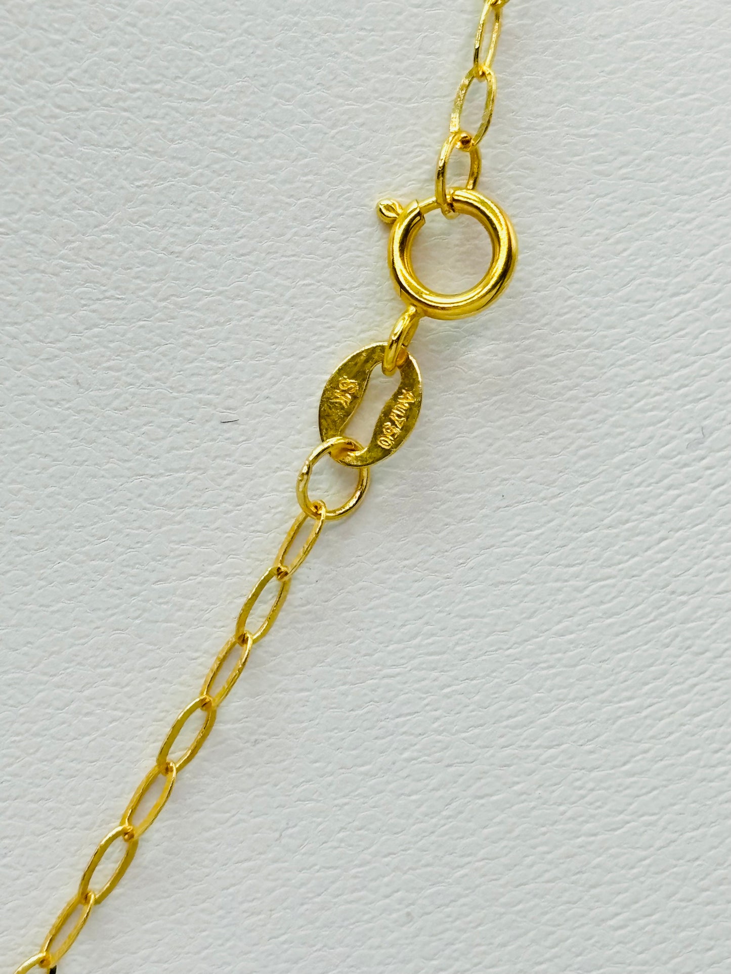 18K Gold Small Link Paperclip  Heart Necklace