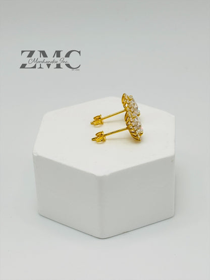18K Gold Oval Moissanite Diamond Earrings