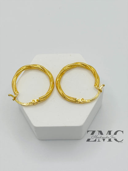 18K Gold Twisted Loop Earrings