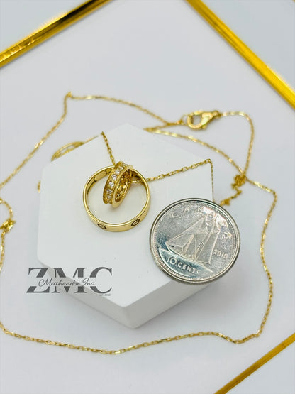 18K Gold Circle Attached Necklace