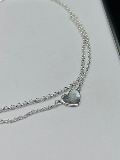 S925 Silver Heart Double Anklet