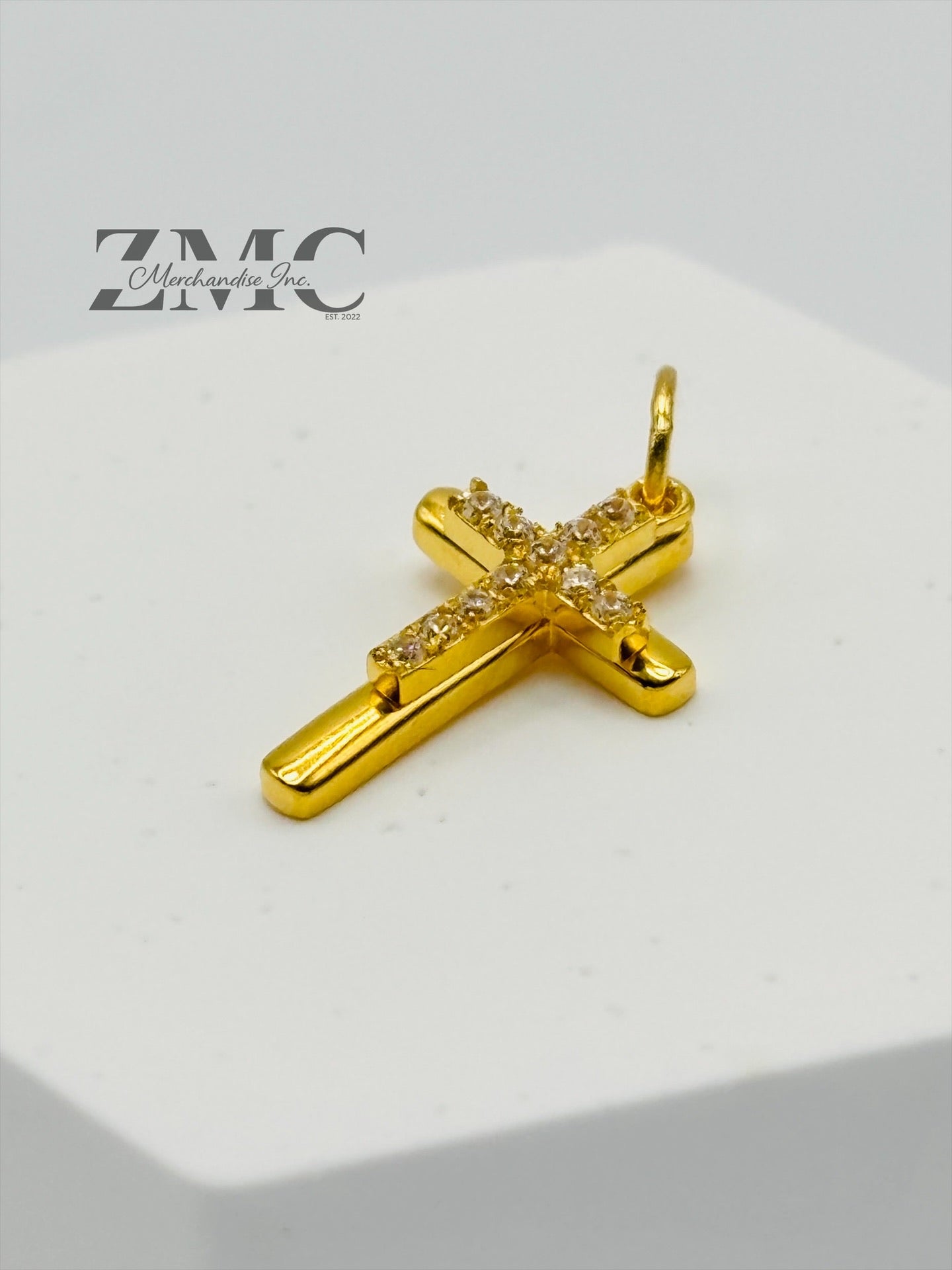 18K Gold Double Cross Pendant