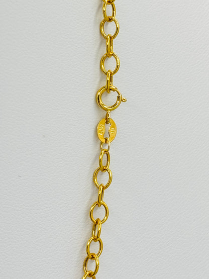 18K Gold Flower Attached Heart Necklace