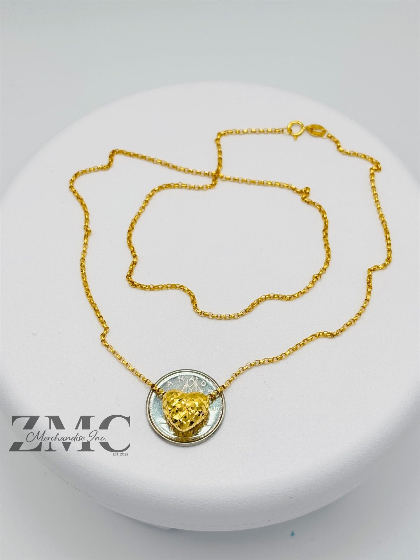 18K Gold Diamond Cut Small Ivana Heart Necklace