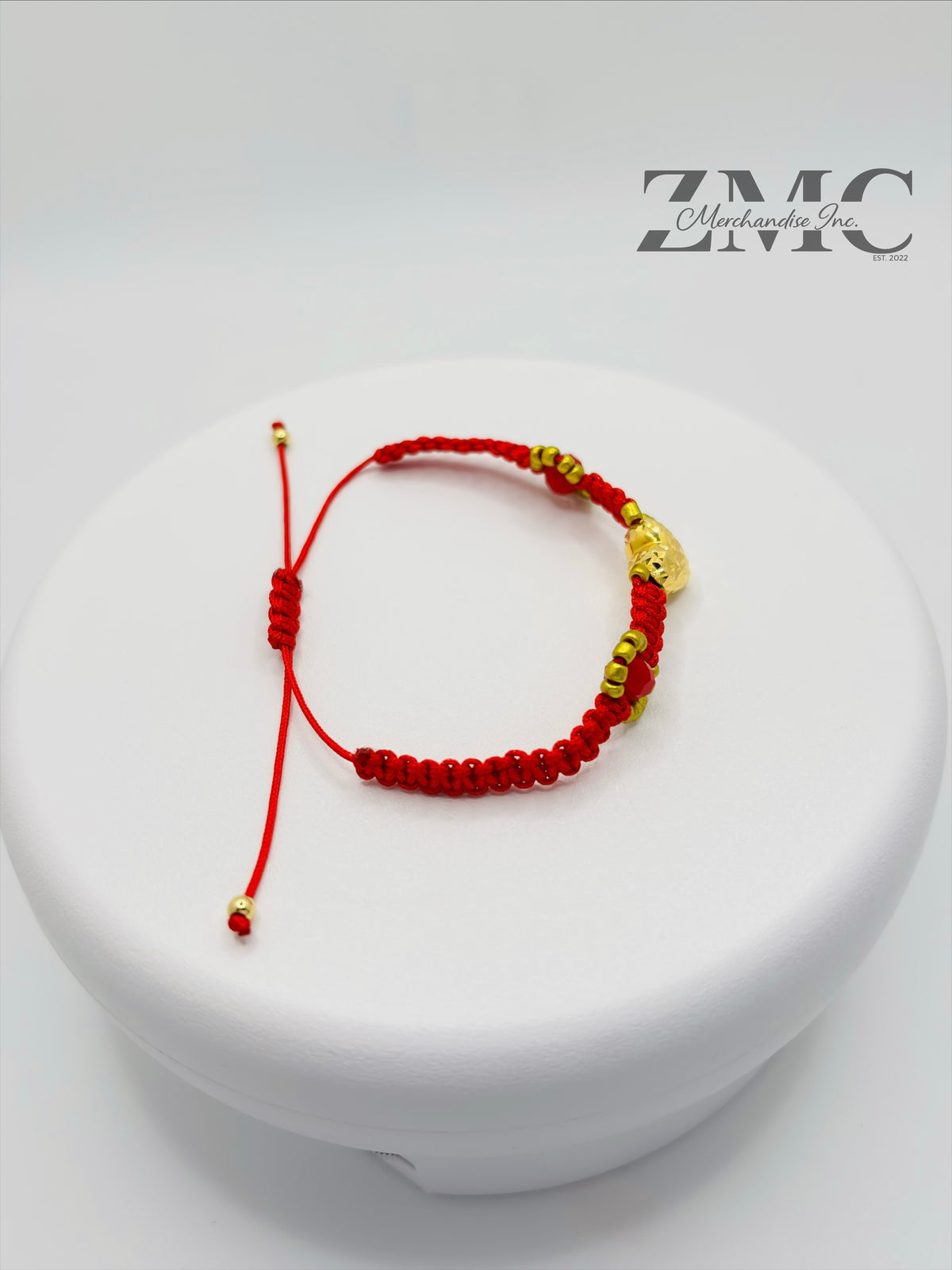 18K Gold Flower Red Heart String Bracelet