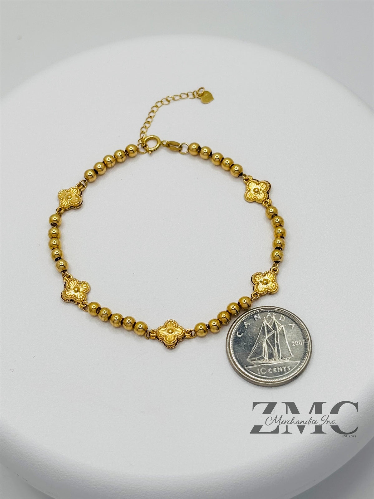 18K Gold Clover Ball Braclet