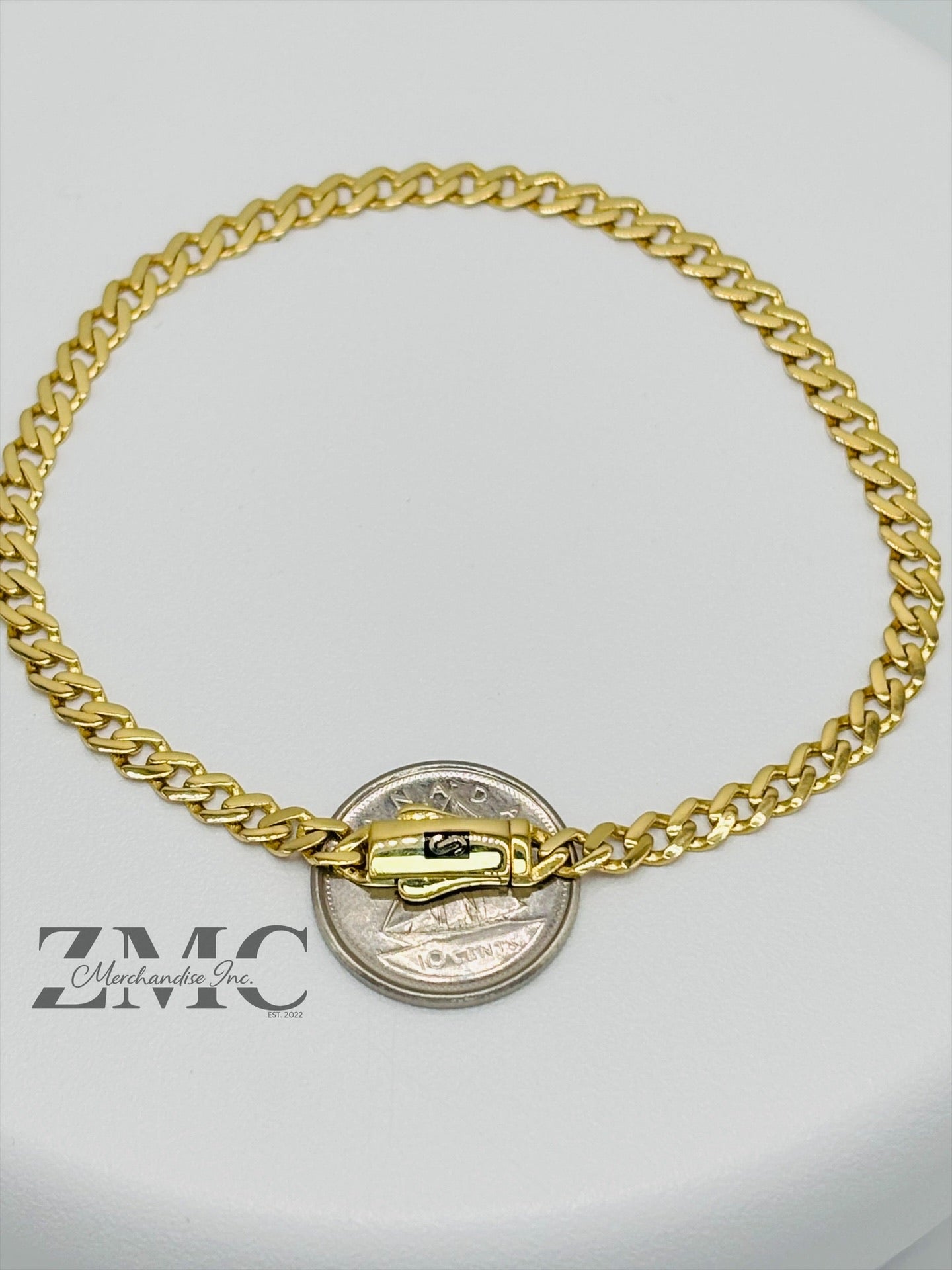18K Gold M Plain Bracelet