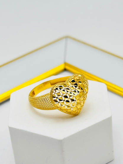 18K Gold Heart Power Ring