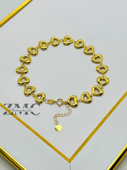 18K Gold Heart Bracelet