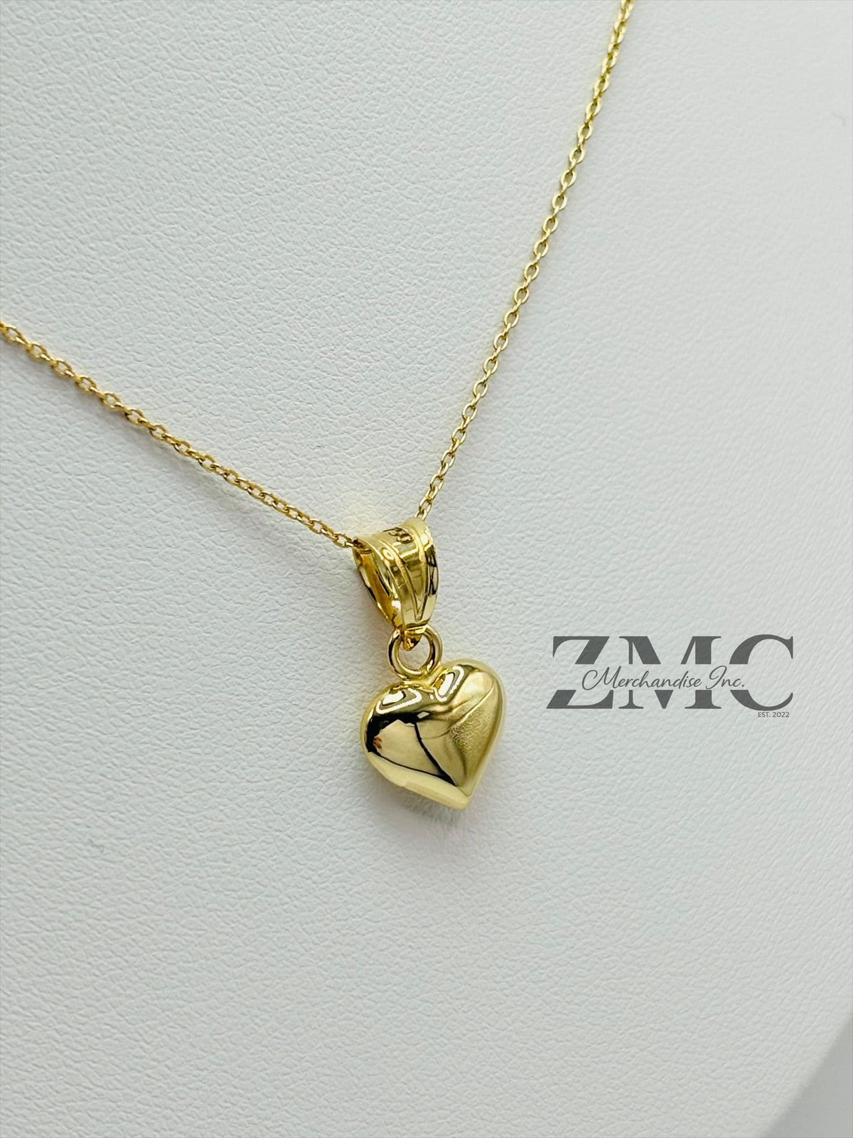 18K Gold Necklace with Heart Pendant (Chocker Adult/Kids)