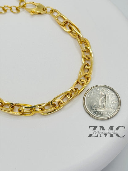 18K Gold Multi Paperclip Bracelet