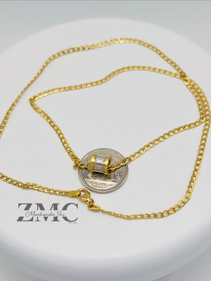 18K Gold Barrel Necklace