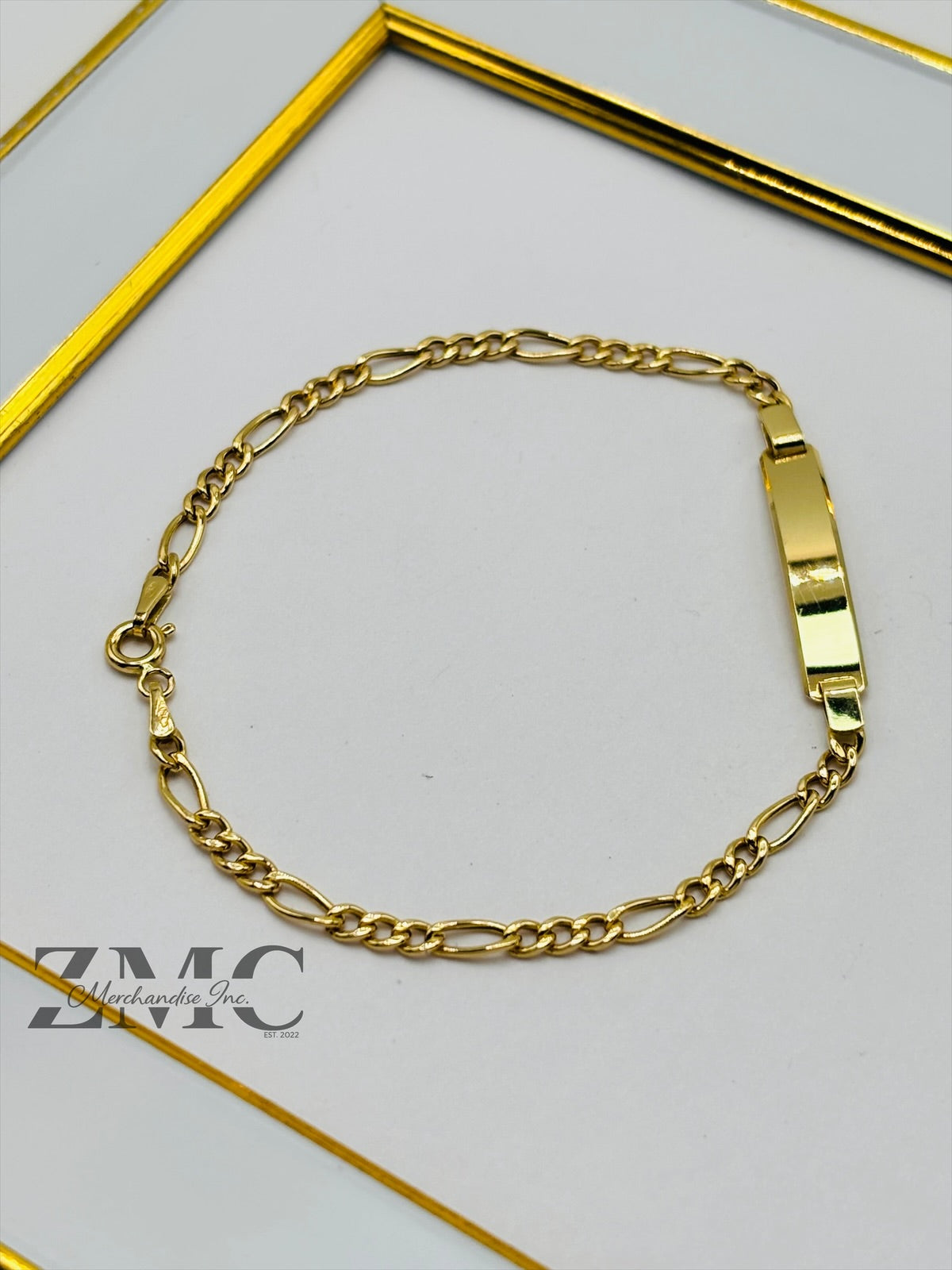 18K Gold Name Figaro Bracelet