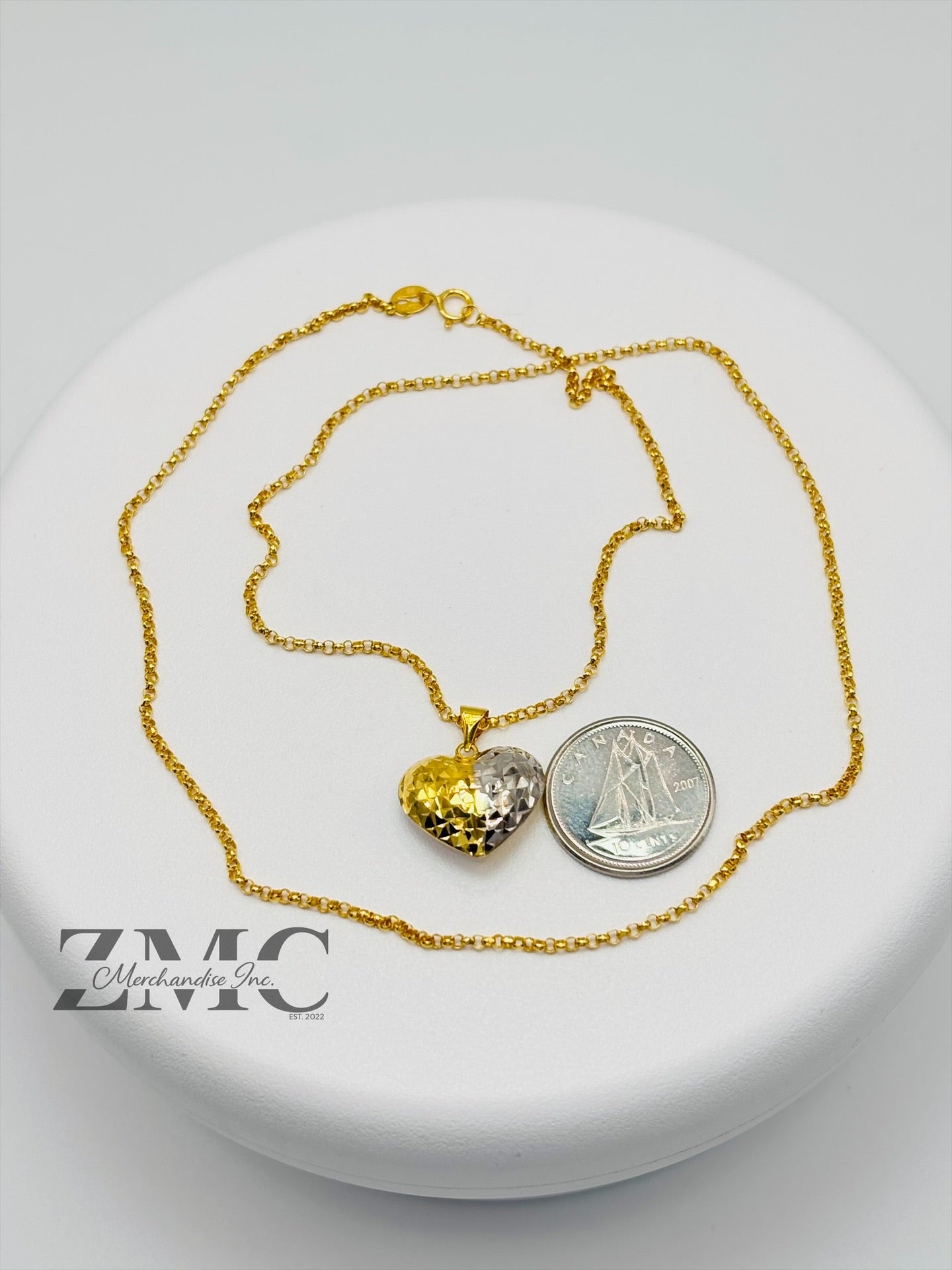 18K Gold Two-Tone Heart Necklace