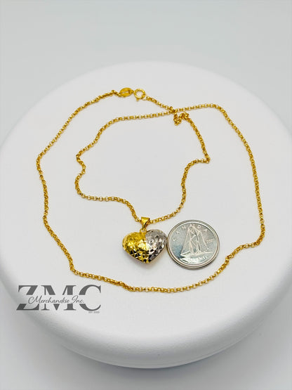 18K Gold Two-Tone Heart Necklace