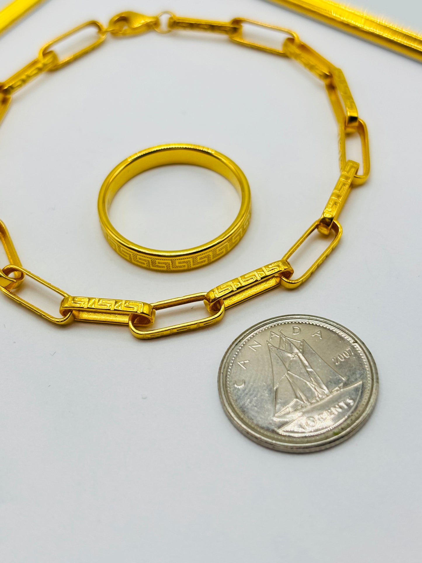 18K Gold  Bracelet and Ring Set
