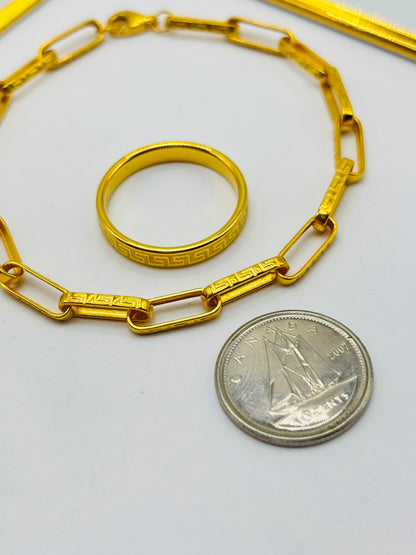 18K Gold  Bracelet and Ring Set