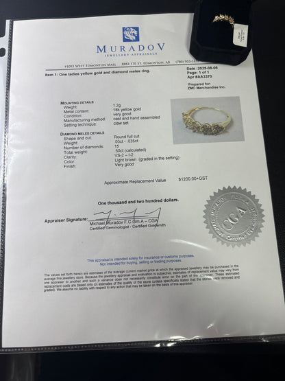 K18 Japan Gold Heart Natural Diamond Ring 0.50 carat