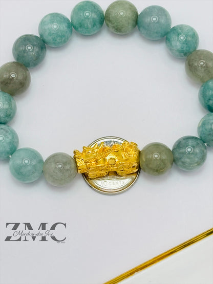 18K Gold Lucky Piyao/ Pi Xiu  Bracelet Jade ( Hollow Empty Inside) Large