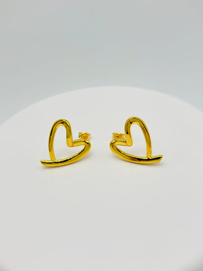 K18 Japan Gold Open Heart Earrings (Electroform)