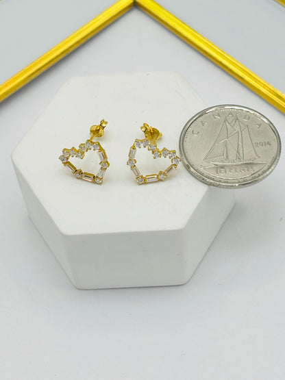 18K Gold Heart Moissanite Diamond Earrings