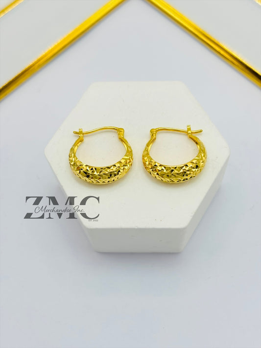 18K Gold Diamond Cut Loop Earrings