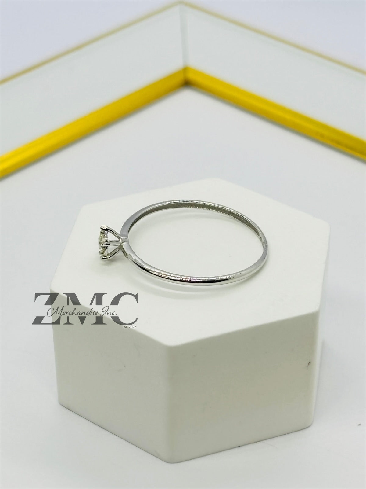 18K White Gold Solitaire Natural Diamond Ring 0.10ct