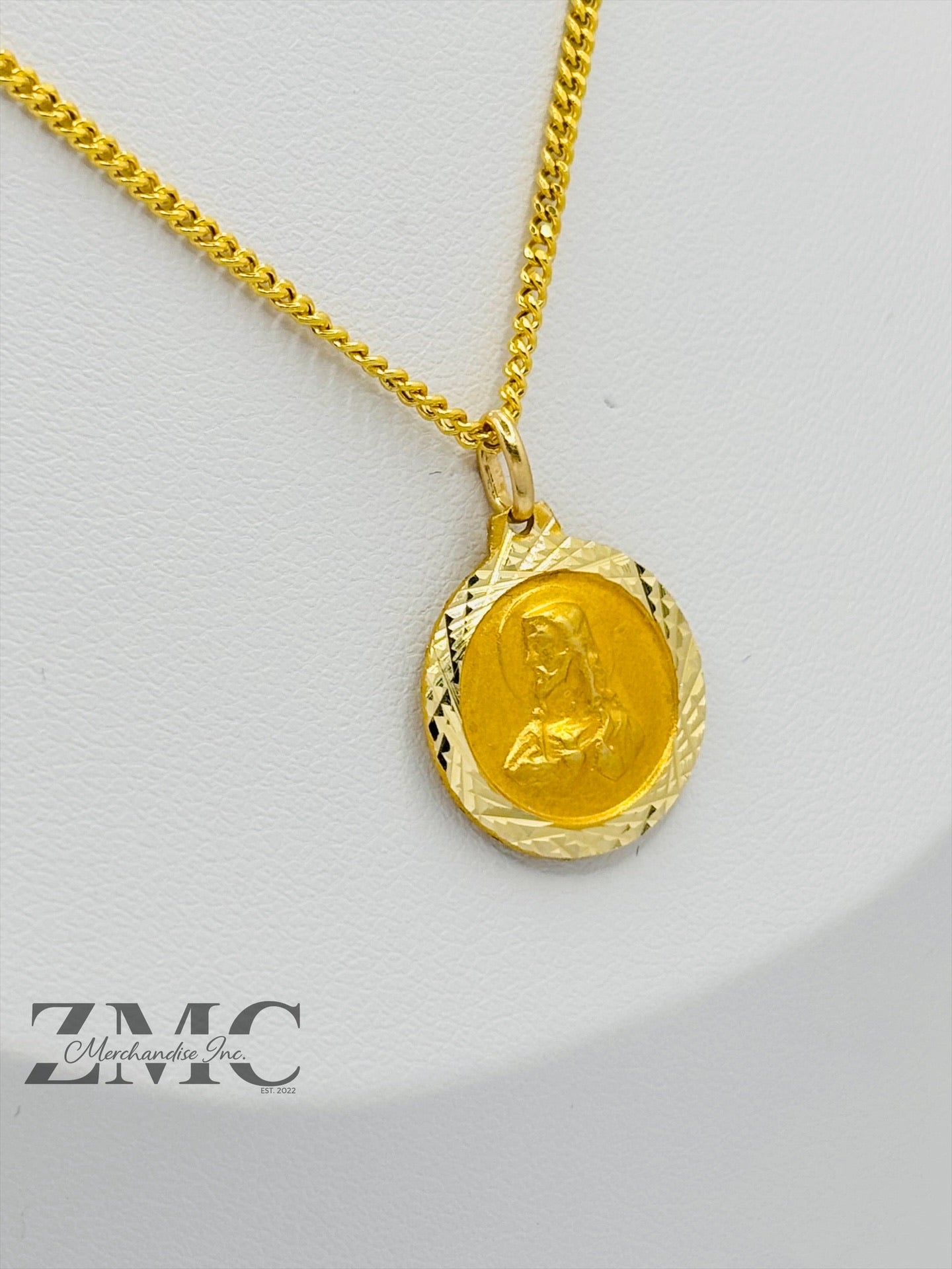 18K Gold Jesus/Mary Necklace