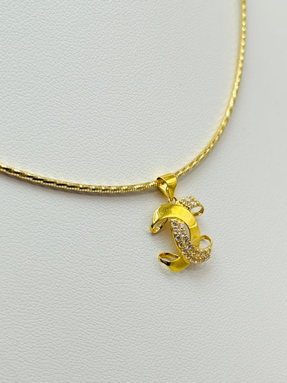 18K Gold Omega Chain with Pendant Set