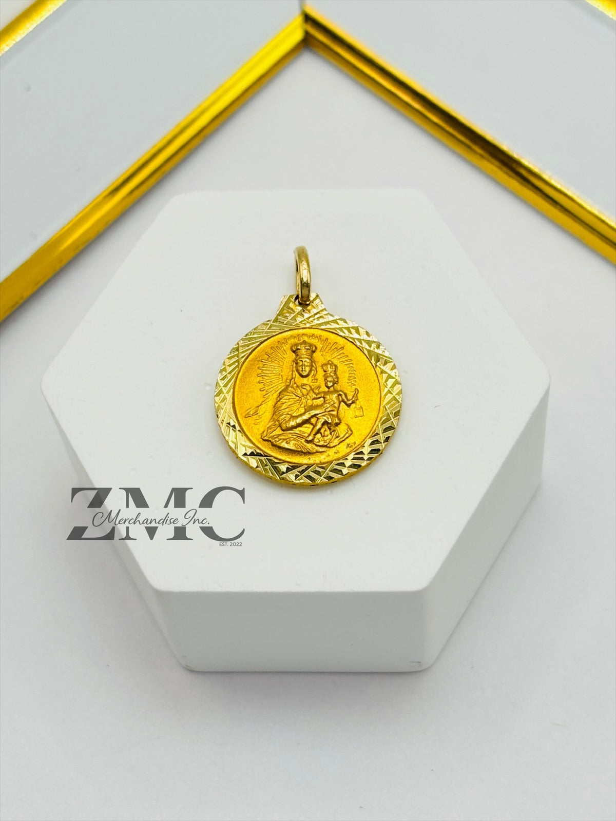 18K Gold Back to Back Religious Pendant
