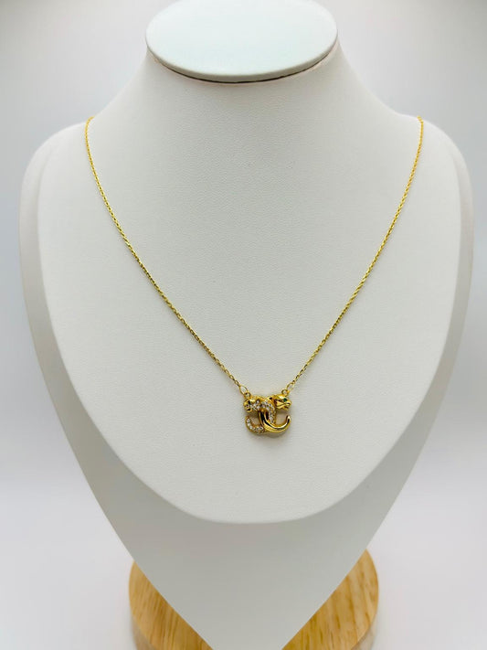 18K Gold Attached Panther Necklace